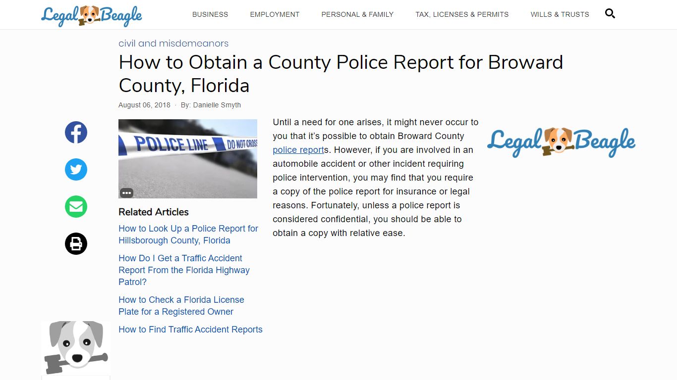 How to Obtain a County Police Report for Broward County, Florida
