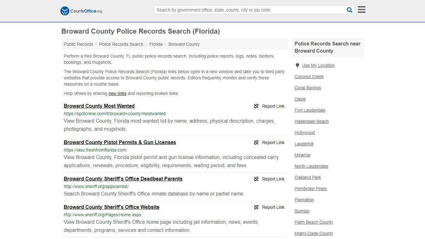 Broward County Police Records Search (Florida) - County Office